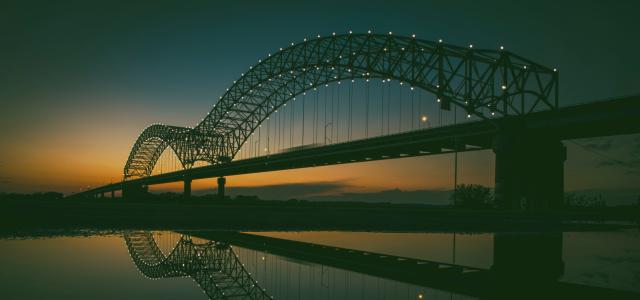 Memphis skyline and bridge at dusk